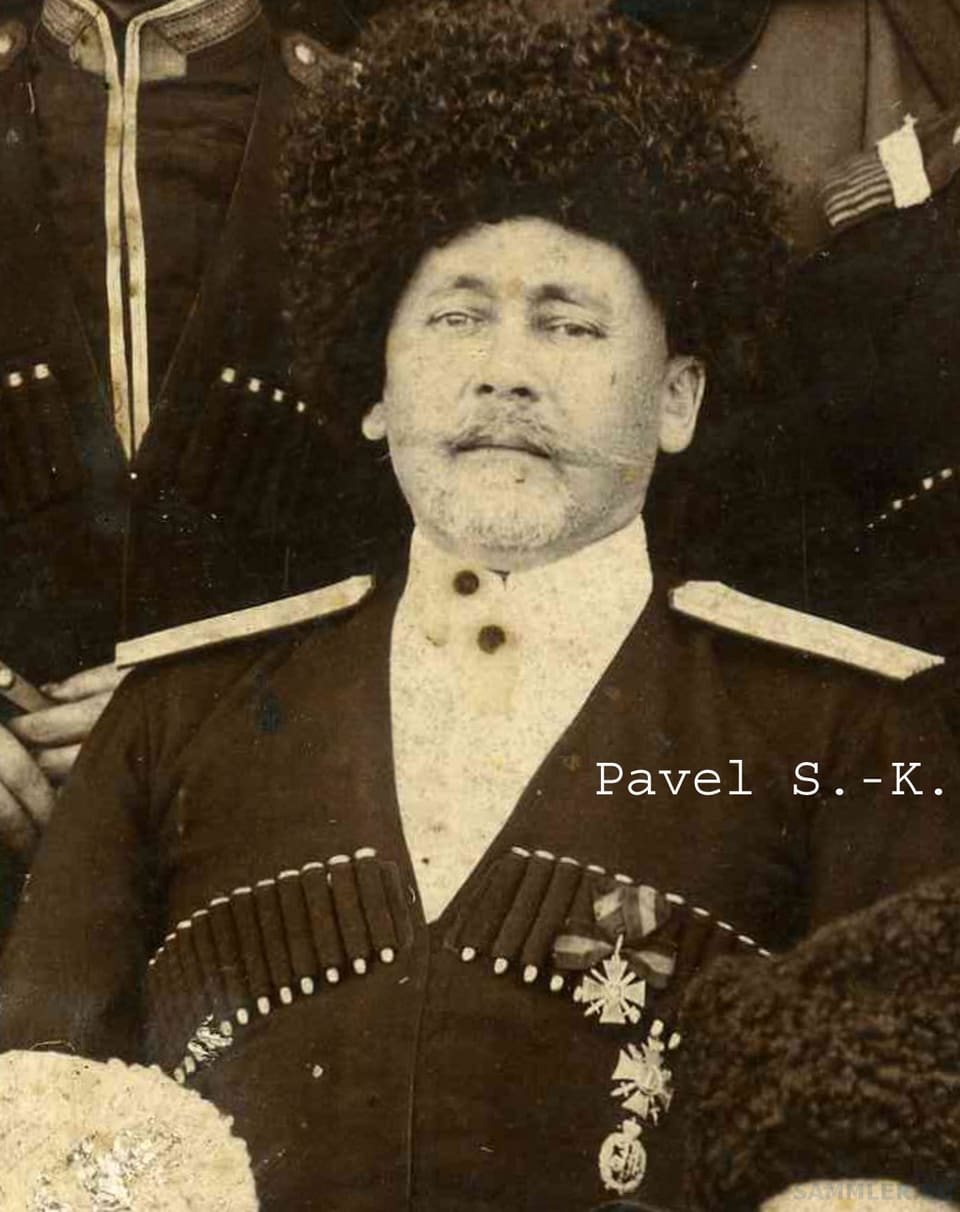 Colonel P. P. Lagunov, ataman of the Maykop Department, 1910 (detail)