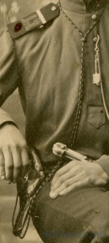 Weapon hilt at the belt of a Maykop craft-school pupil, 1915 (detail)